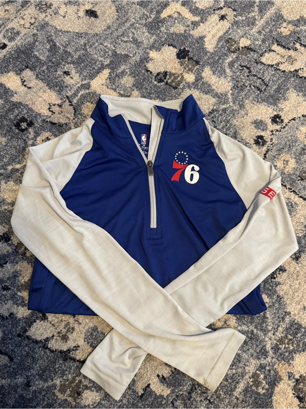 Youth Philadelphia 76ers NBA Quarter-Zip Pullover - Navy & Light Gray